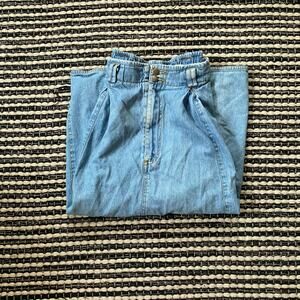 🌿Allison Smith Women Vintage Cotton Denim Blue Cinched Belt Maxi Skirt 10P